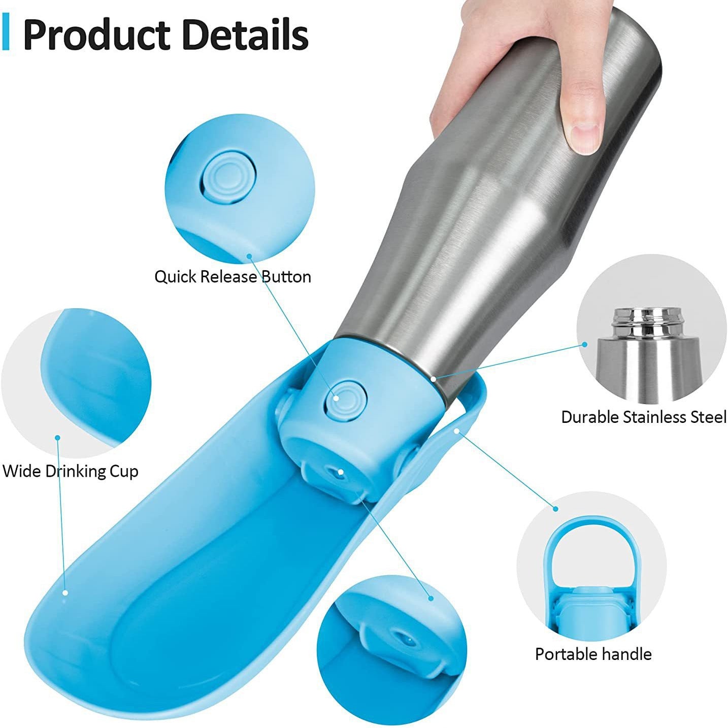 Travel Dog Water Bottle by dktraveldogs.com
