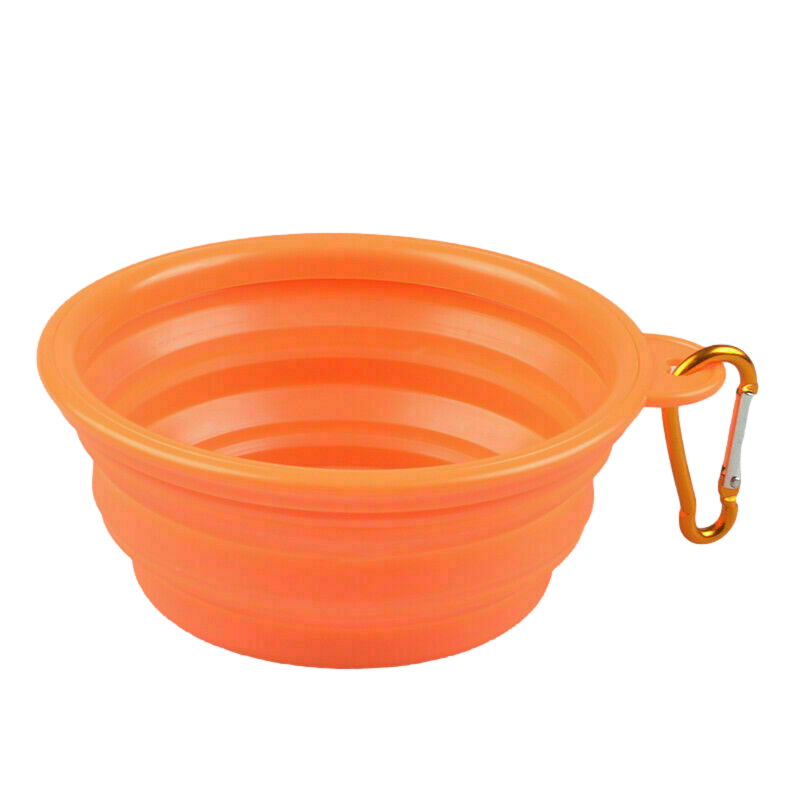 Orange Collapsible Pet Bowl by dktraveldogs.com