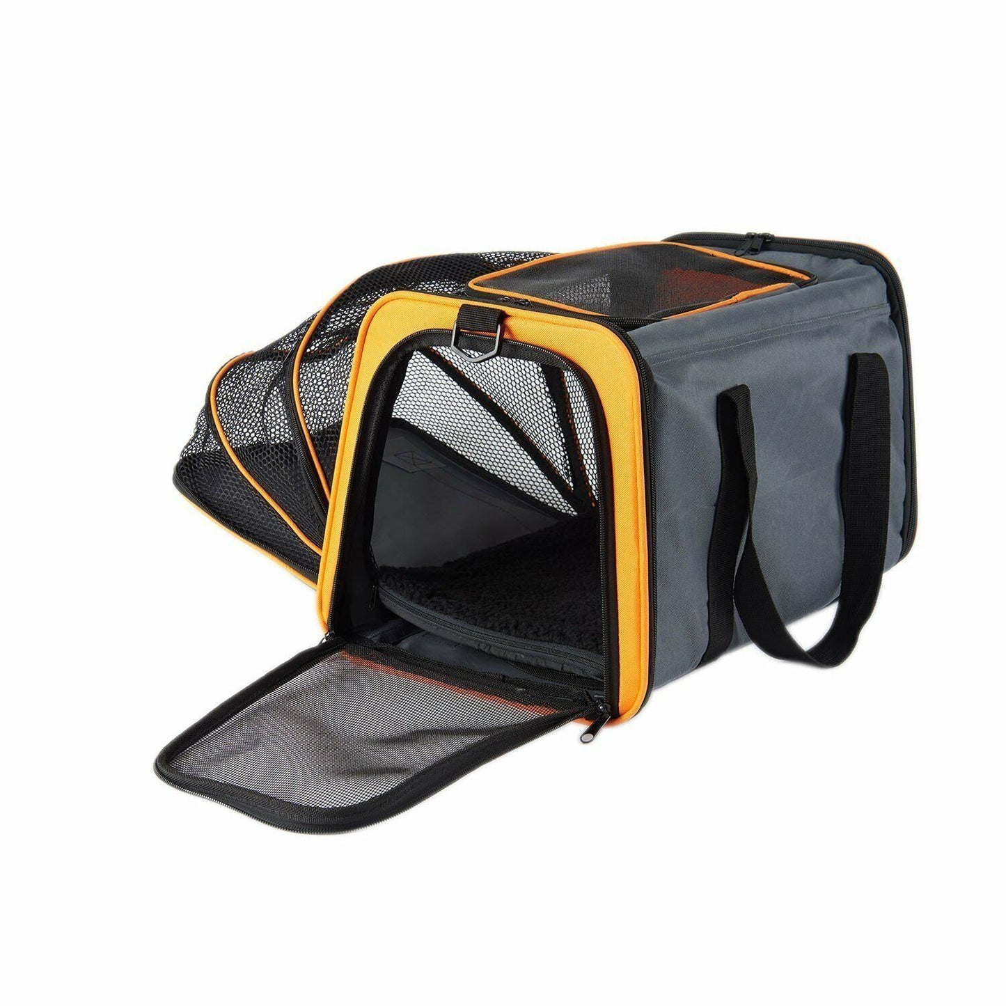 Grey Orange Expandable Pet Carrier by dktraveldogs.com