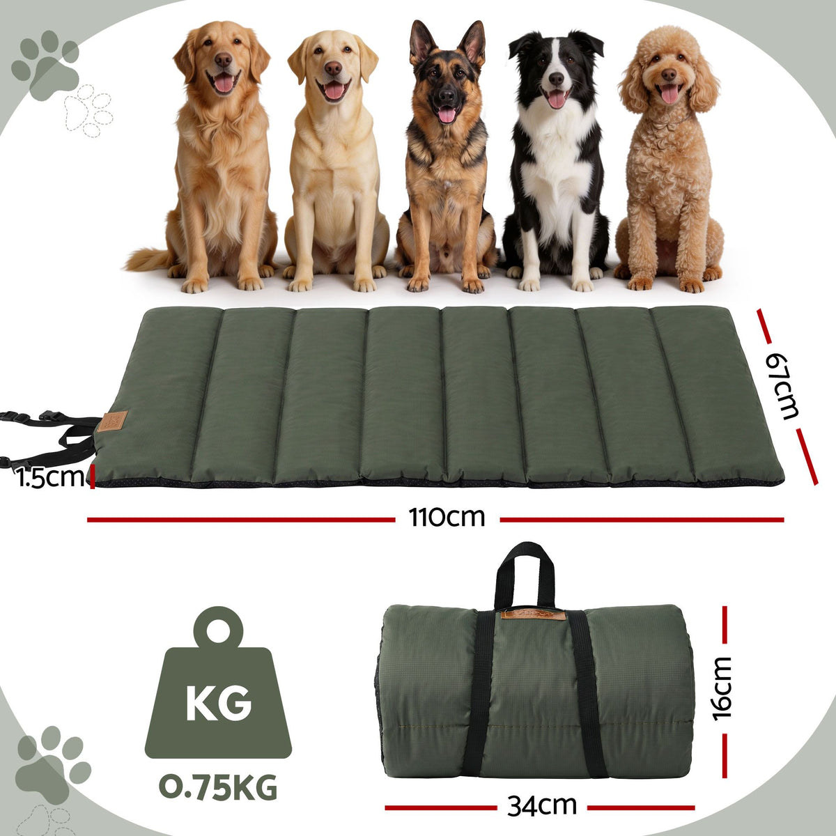 Large Outdoor Dog Mat by dktraveldogs.com