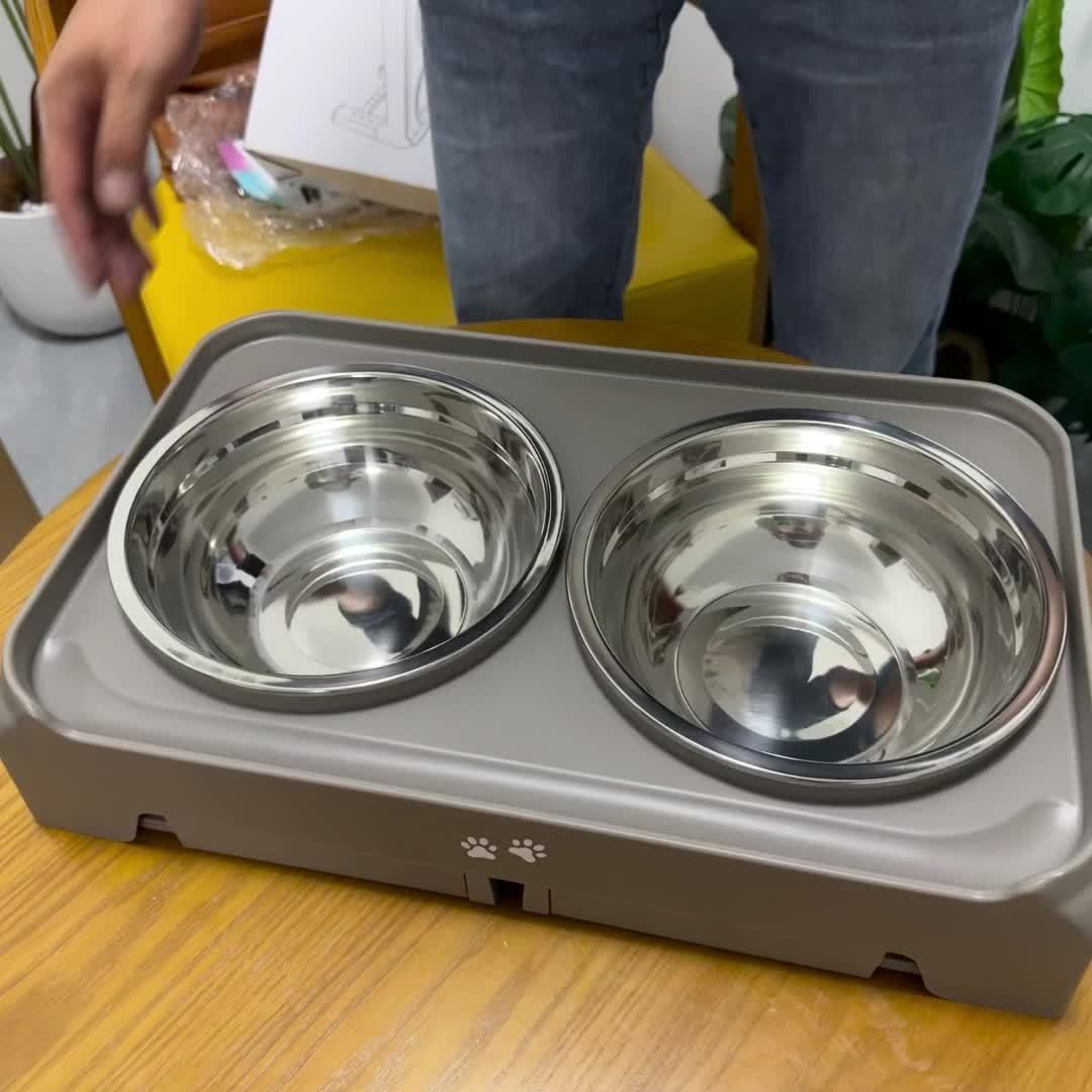 Elevated Double Dog Bowl Feeder by dktraveldogs.com