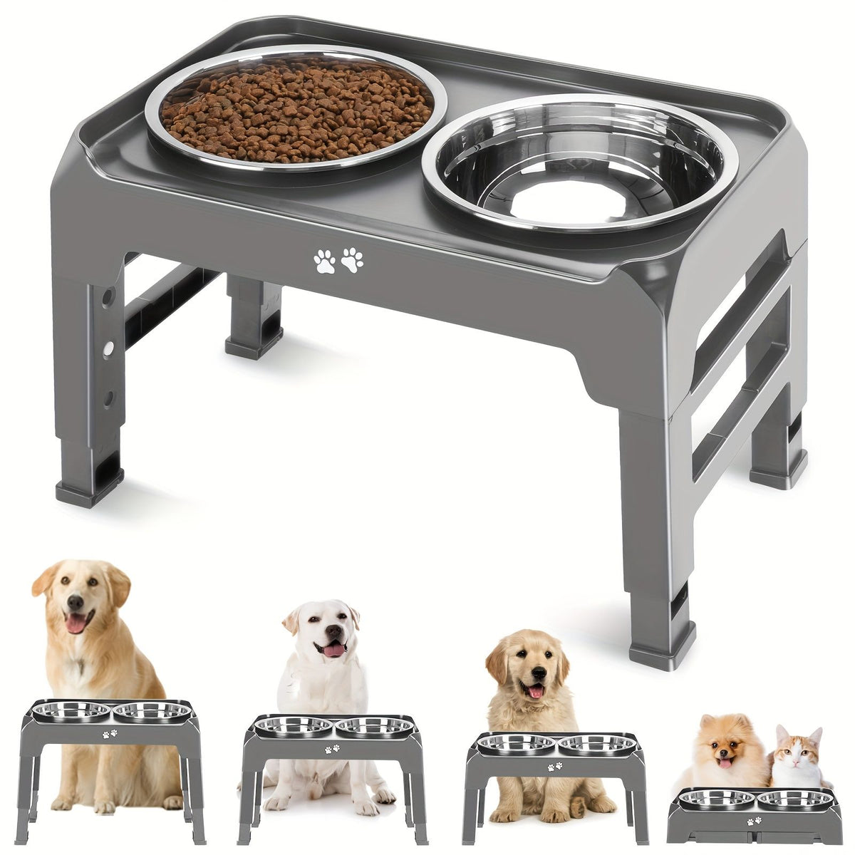 Elevated Double Dog Bowl Feeder by dktraveldogs.com