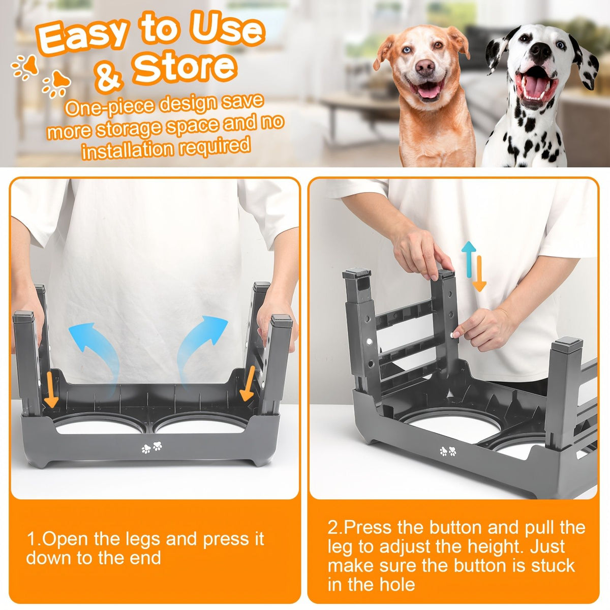 Elevated Double Dog Bowl Feeder by dktraveldogs.com