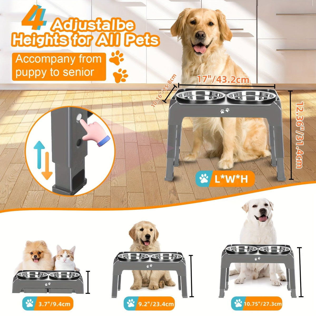 Elevated Double Dog Bowl Feeder by dktraveldogs.com