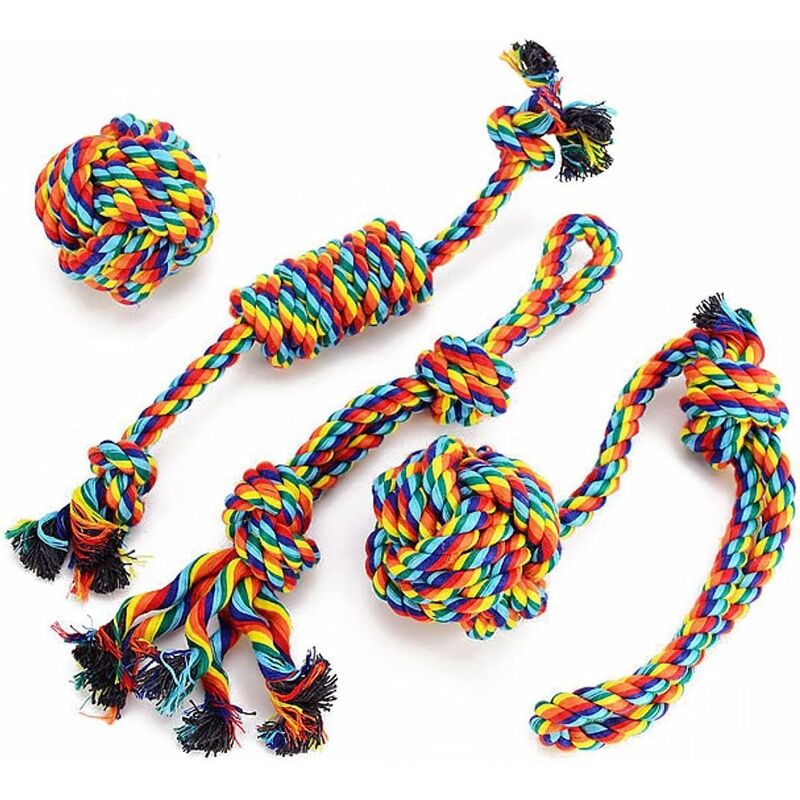 Dog Rope Toy Set - Chew & Interactive Toys for Small & Medium Dogs (4 Pieces)
