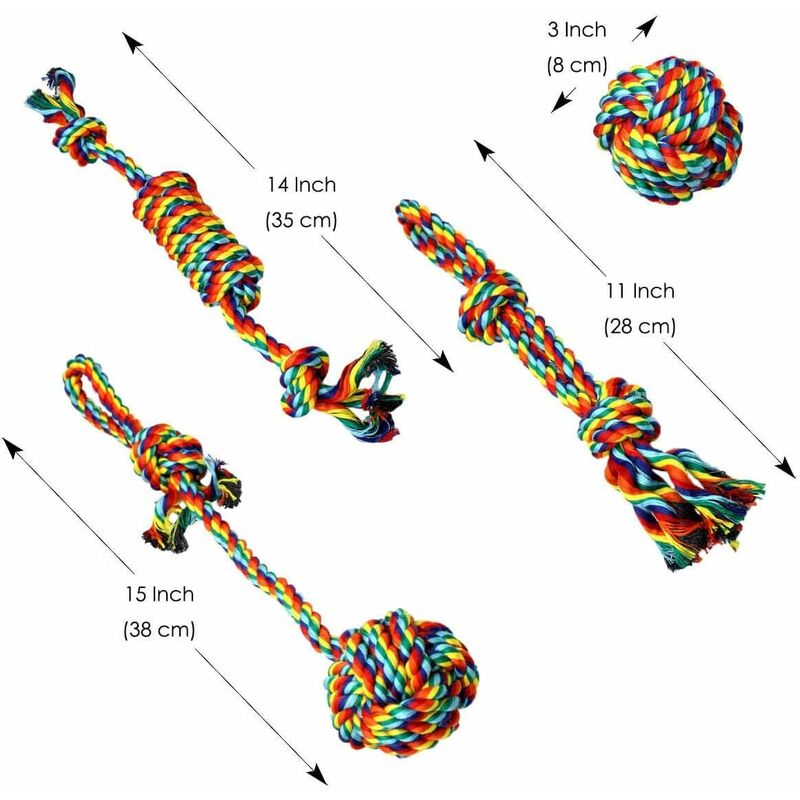 Dog Rope Toy Set - Chew & Interactive Toys for Small & Medium Dogs (4 Pieces)