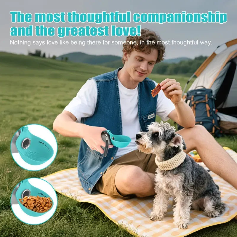 2-in-1 Pet Water Bottle with Silicone Bowl - Insulated, Leak-Proof, 285ml (Grey)