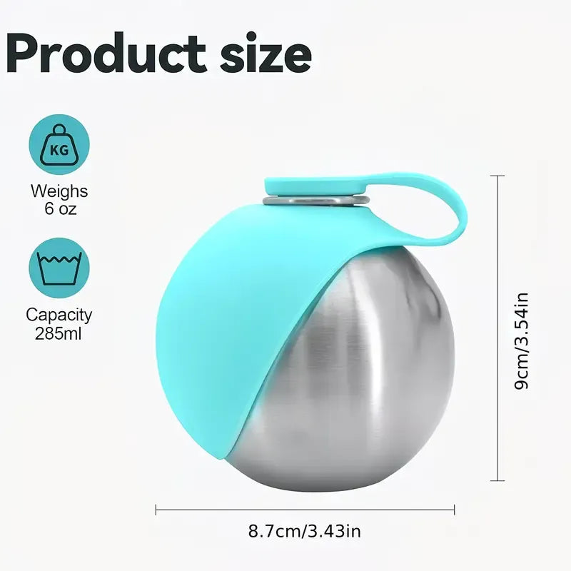 2-in-1 Pet Water Bottle with Silicone Bowl - Insulated, Leak-Proof, 285ml (Grey)