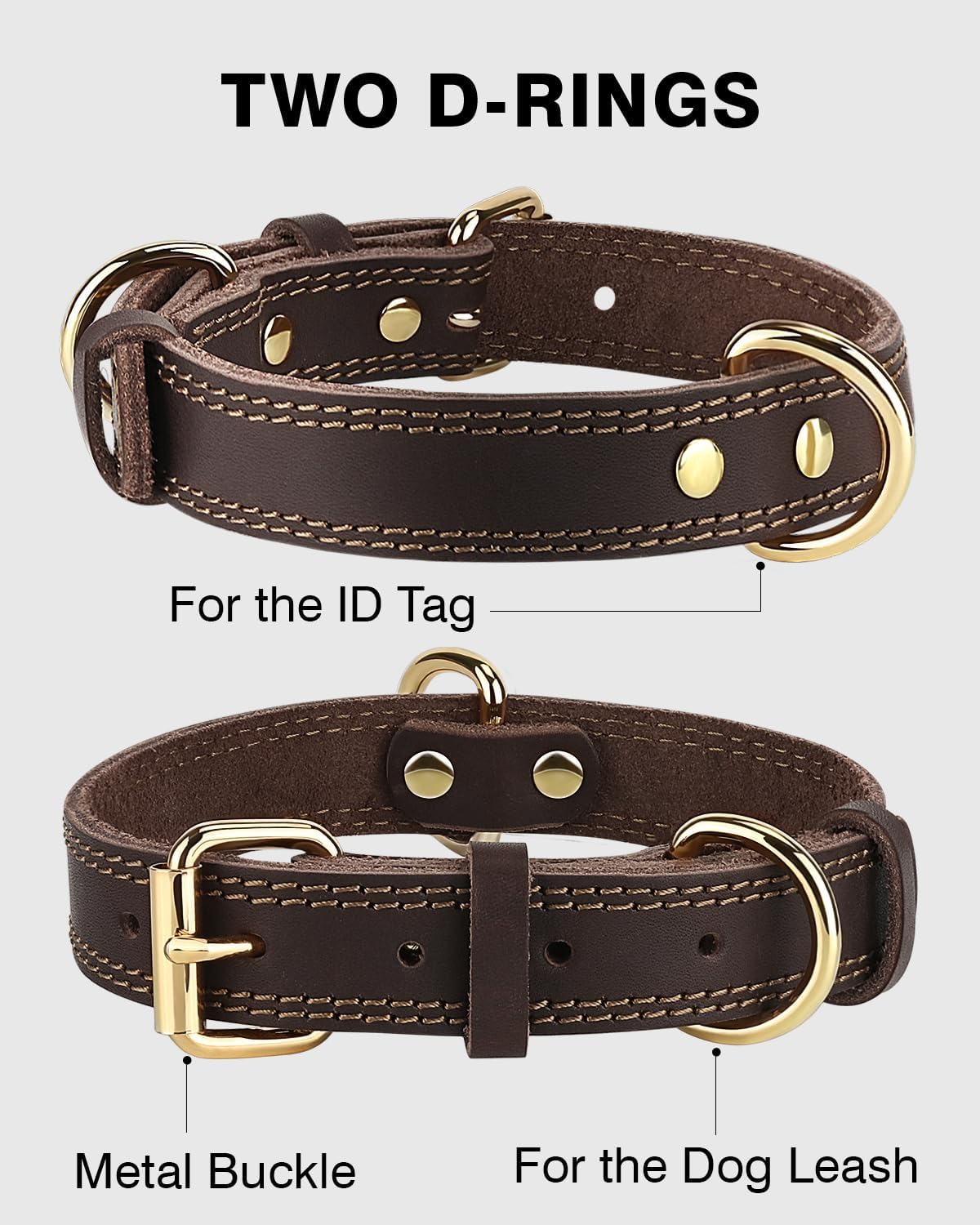 Leather Collar 41m - 56cm by dktraveldogs.com