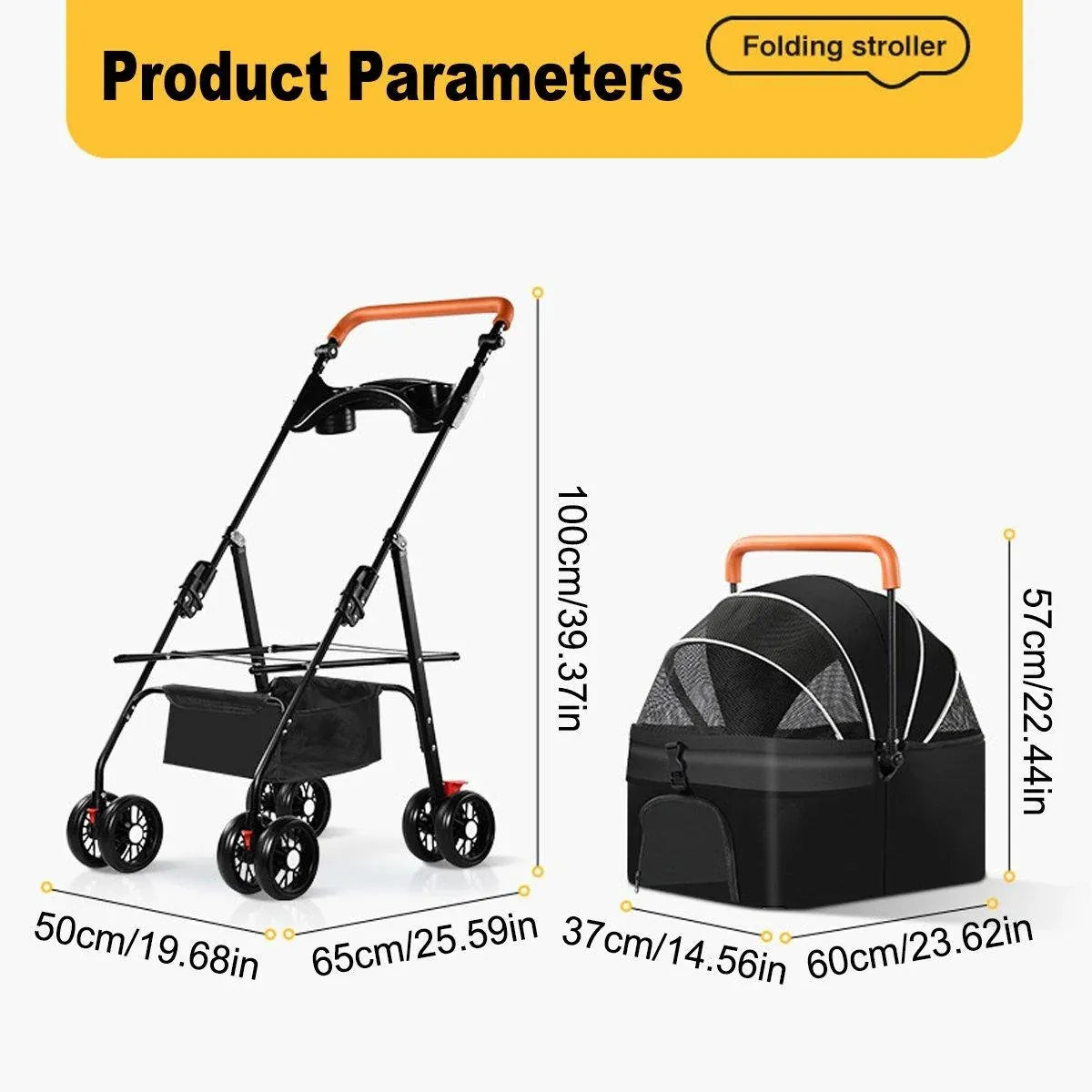 Pet Stroller with Detachable Carrier by dktraveldogs.com