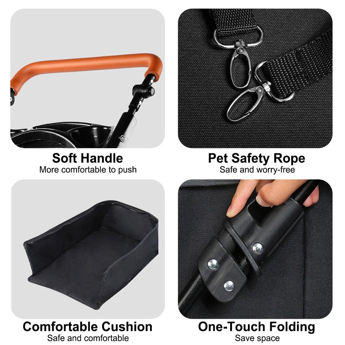 Pet Stroller with Detachable Carrier by dktraveldogs.com