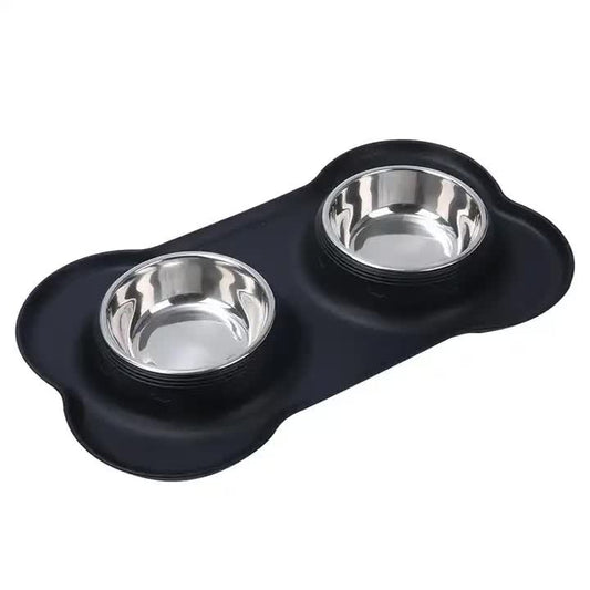 Double Pet Bowl - Black by dktraveldogs.com
