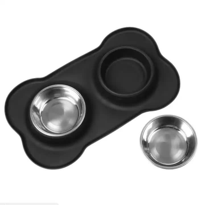 Double Pet Bowl - Black by dktraveldogs.com