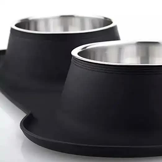 Double Pet Bowl - Black by dktraveldogs.com