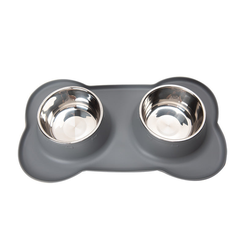 Double Pet Bowl - Grey by dktraveldogs.com
