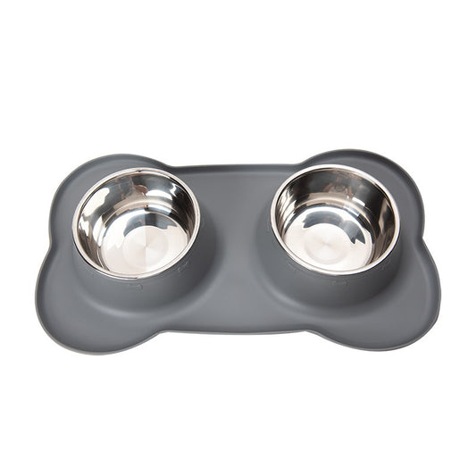 Double Pet Bowl - Grey by dktraveldogs.com