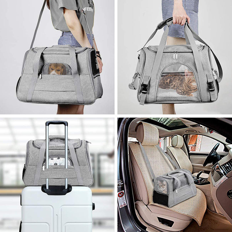Soft-Sided Pet Carrier - Travel Bag for Cats & Small Dogs (44x25x28cm)
