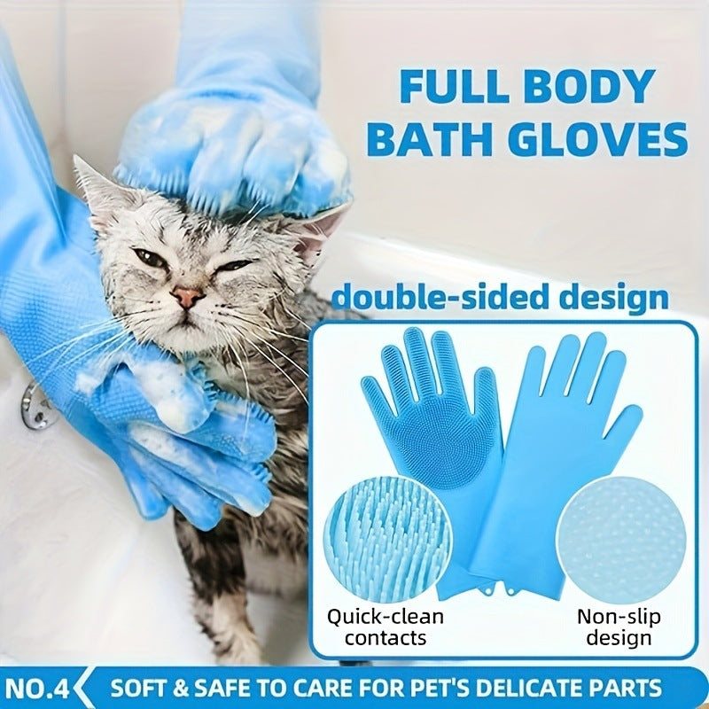 6-Piece Dog Grooming Bath Set - Microfiber Towels & Wash Mitts (Blue)