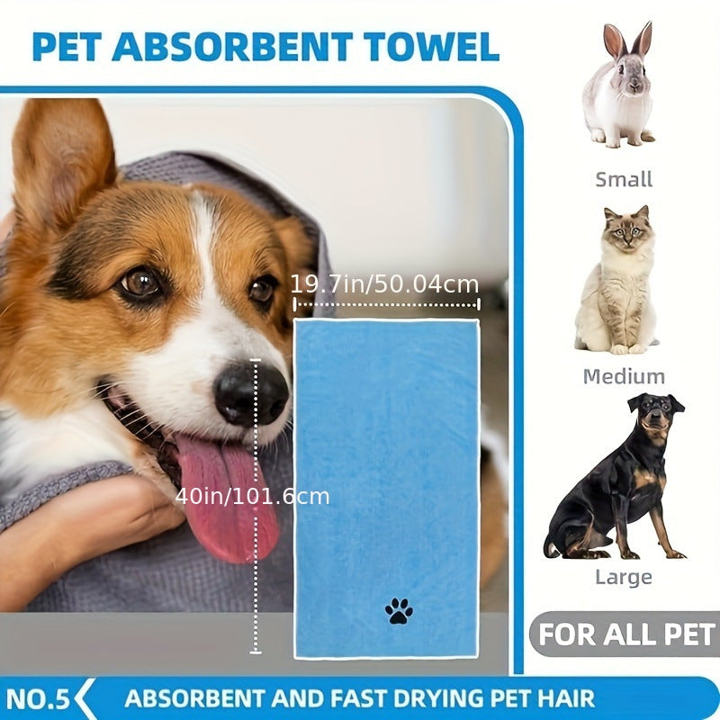 6-Piece Dog Grooming Bath Set - Microfiber Towels & Wash Mitts (Blue)