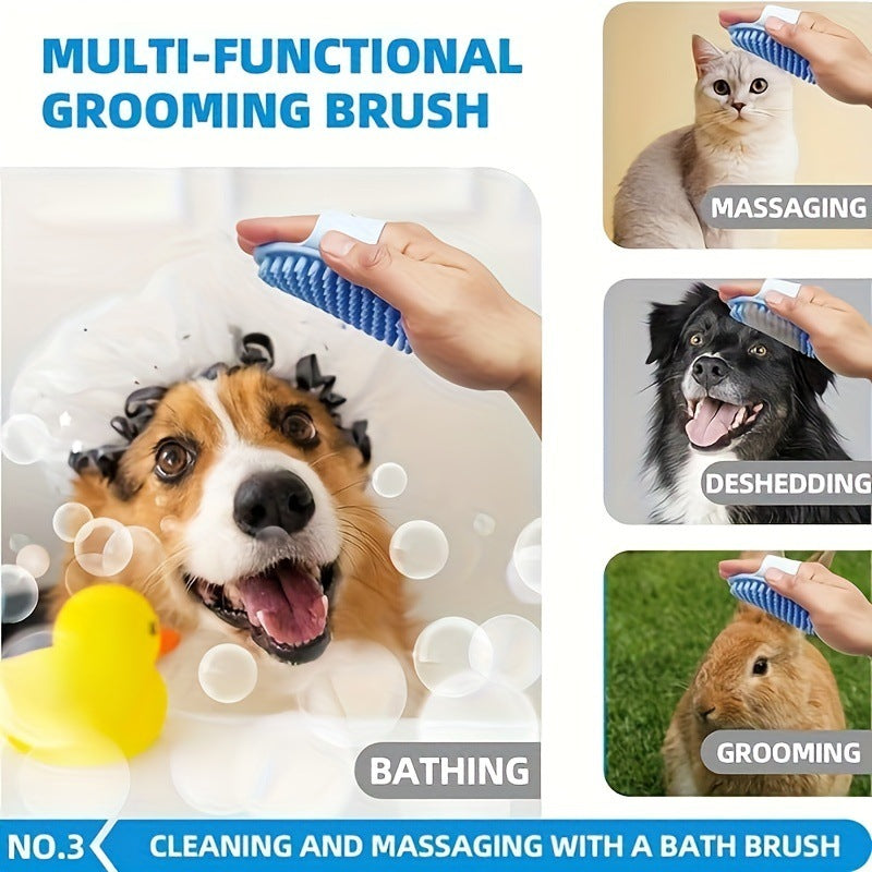6-Piece Dog Grooming Bath Set - Microfiber Towels & Wash Mitts (Blue)
