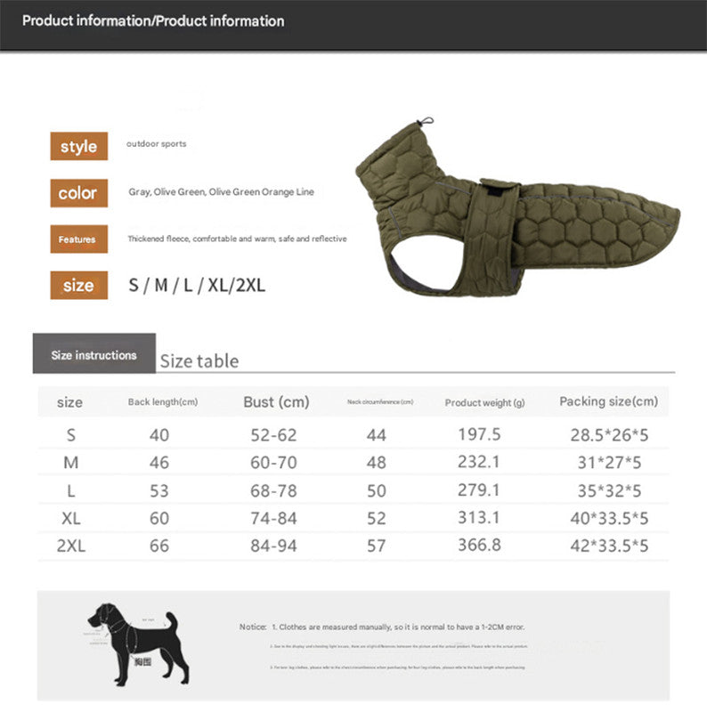 Dog Winter Coat - L by dktraveldogs.com