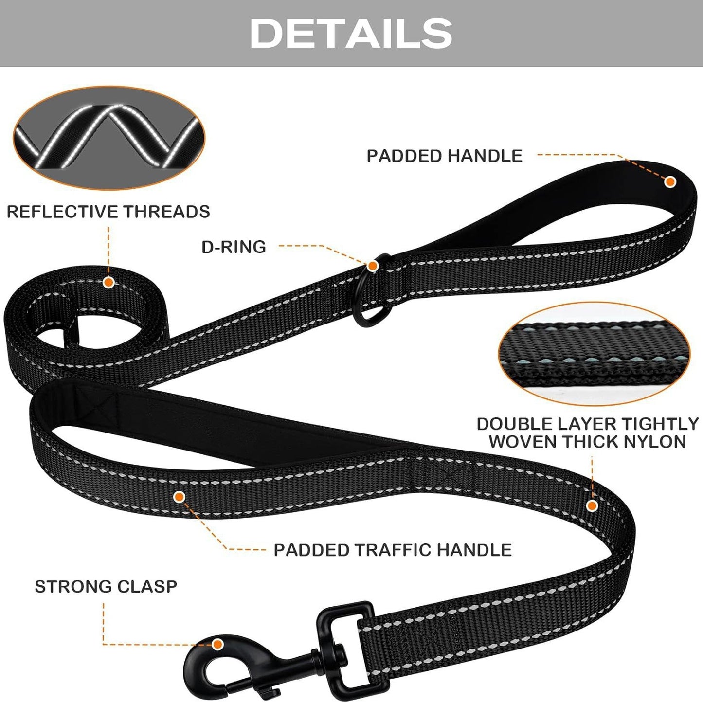Reflective Dog Leash by dktraveldogs.com