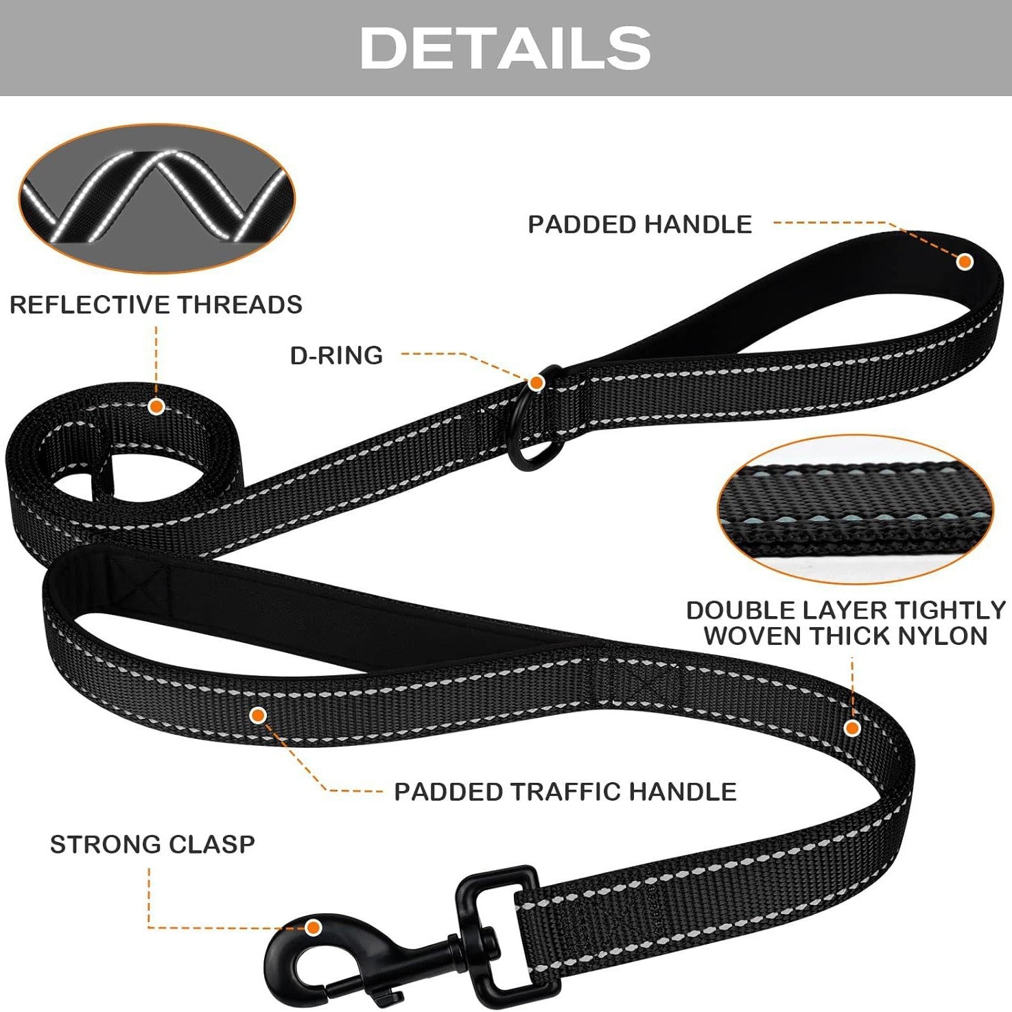 Reflective Dog Leash by dktraveldogs.com