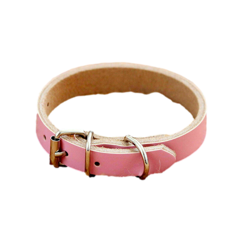 Pink Leather Collar by dktraveldogs.com