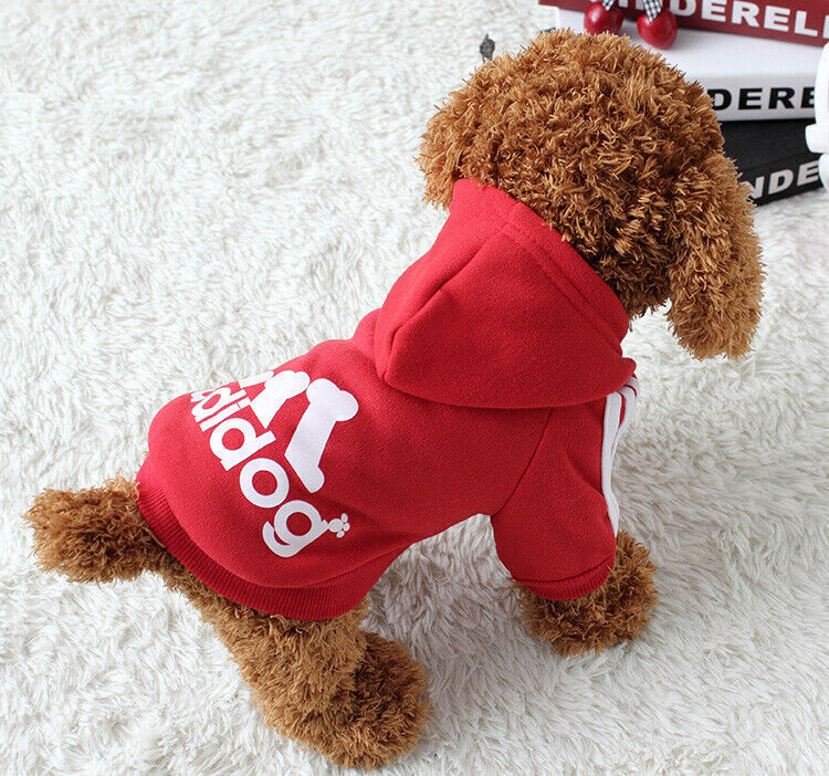 Red Adidog Dog Hoodie by dktraveldogs.com